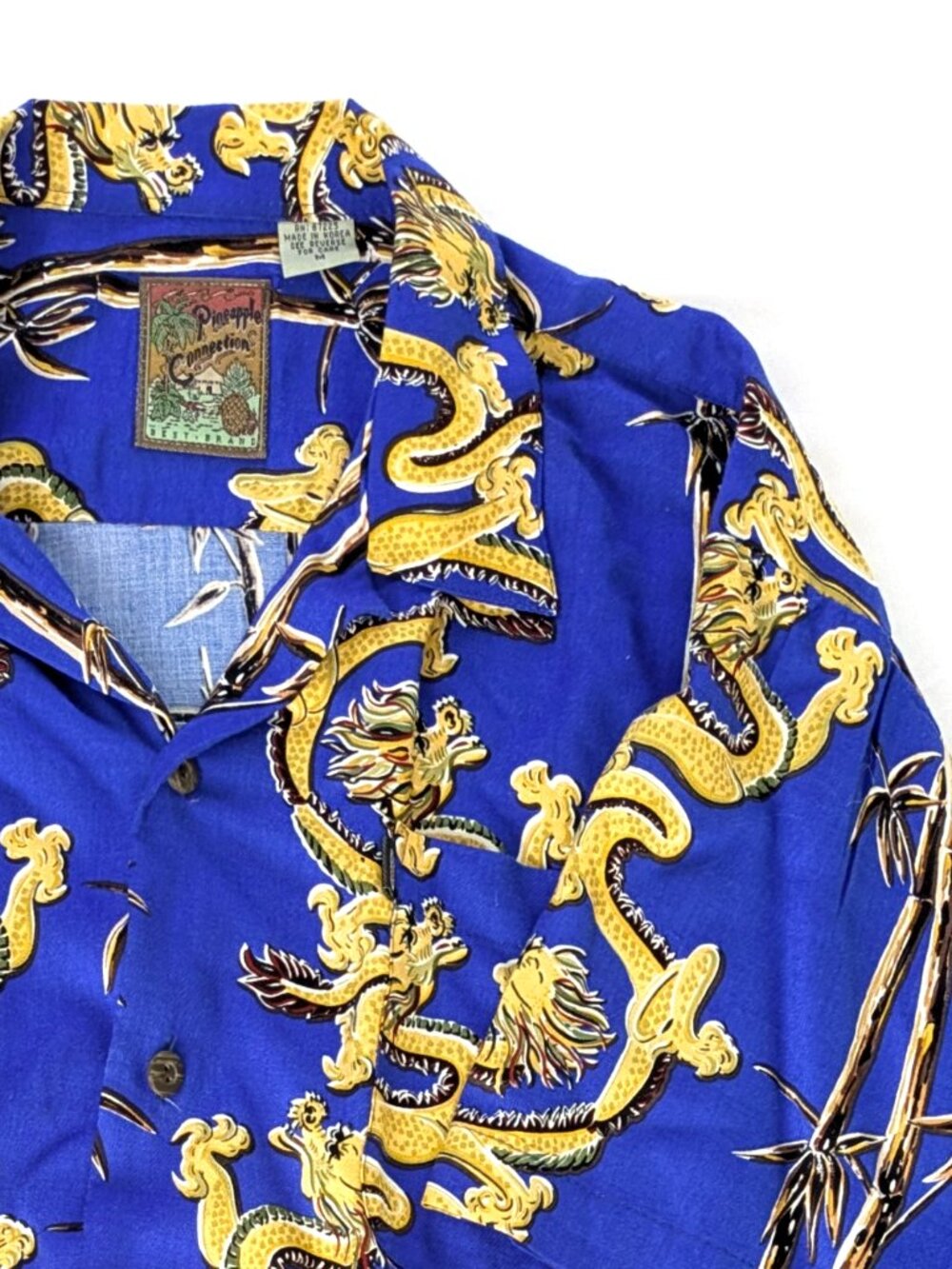 Pineapple Connection Hawaiian Shirt - Men's M - Aloha Button Up Blue Dragons